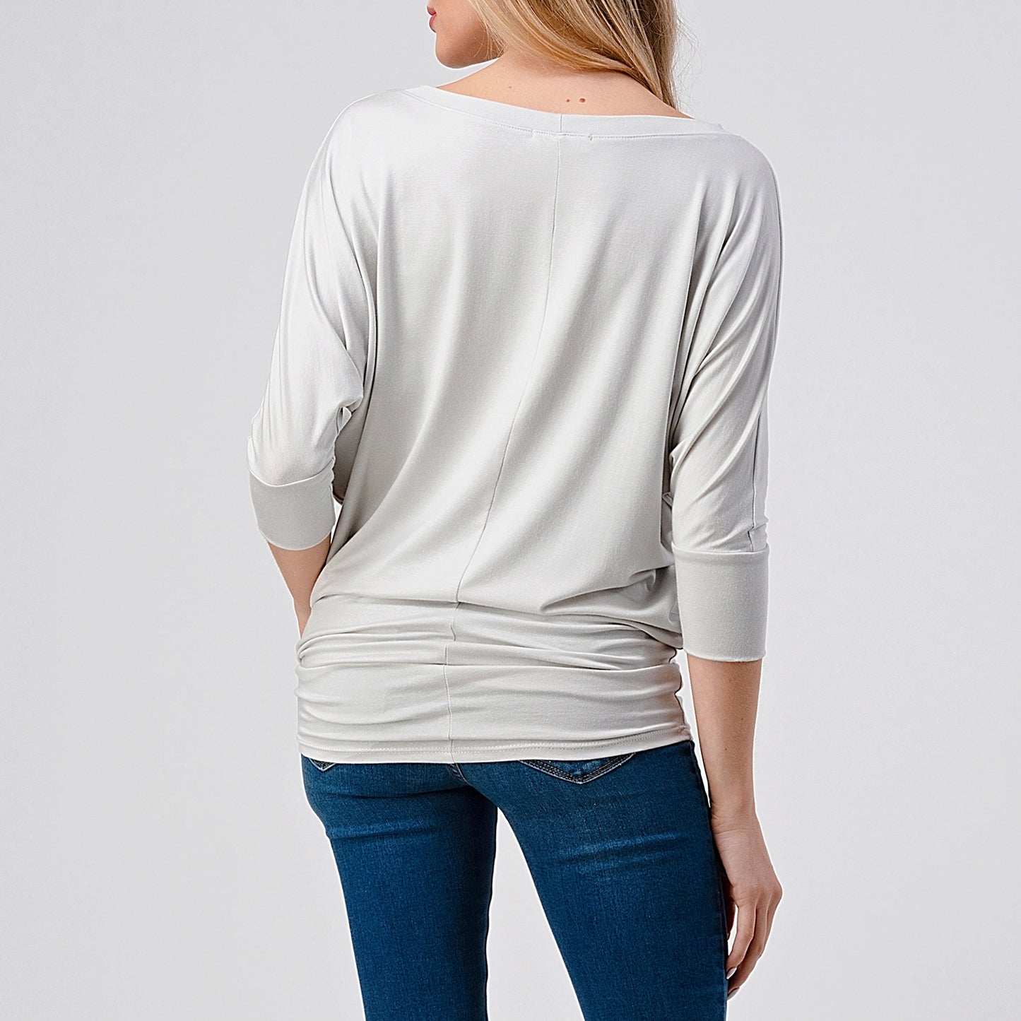 3/4 Dolman Sleeve Jersey Top - Silver Gray