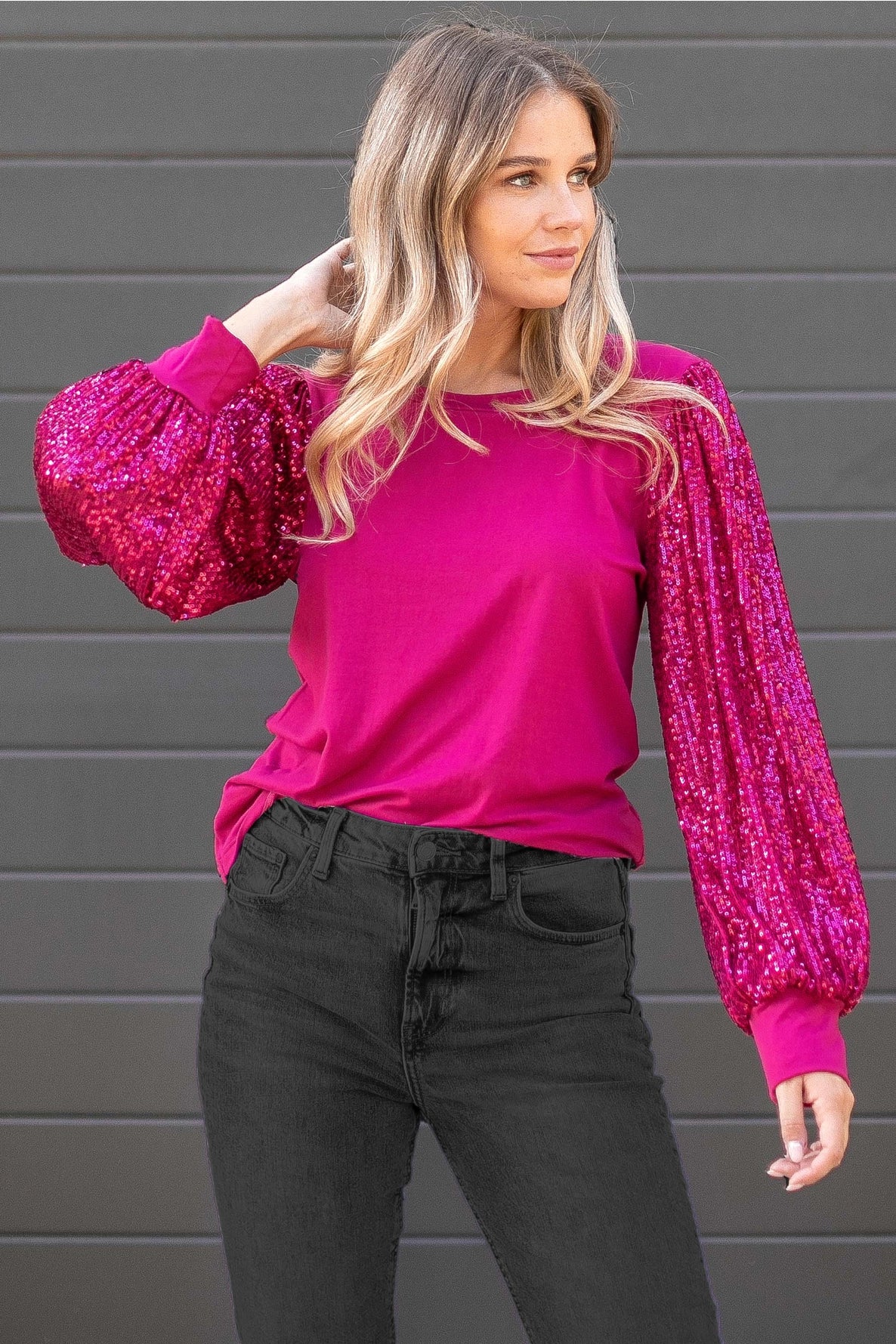 Solid Top with Sequins