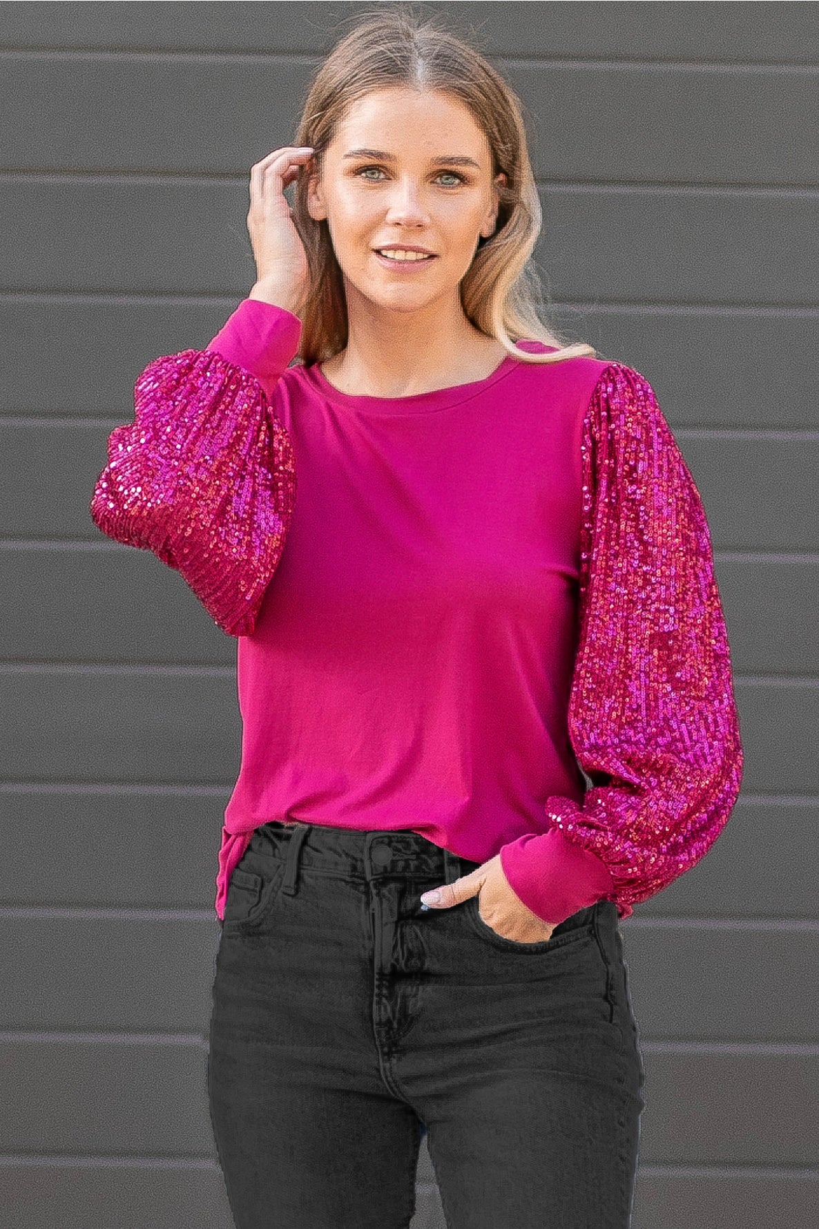 Solid Top with Sequins