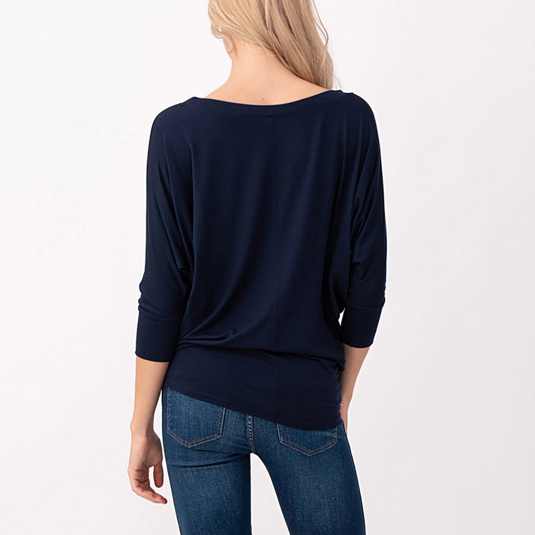 3/4 Dolman Sleeve Jersey Top - Navy